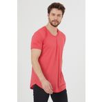Tarz Cool Erkek Koyu Nar Oval Etek Geniş Yaka %100 Pamuk Kısa Kollu Tişört