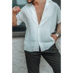 Tarz Cool Erkek Krep Kumaş Oversize Gömlek - 2XL - Beyaz