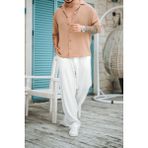 Tarz Cool Erkek Krep Kumaş Oversize Gömlek - Krem - 2XL