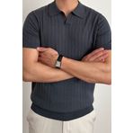 Tarz Cool Erkek Mat Füme Slim Fit Fitilli Polo Yaka Triko T-Shirt