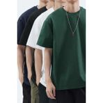 Tarz Cool Erkek Siyah Beyaz Yeşil Lacivert Pamuklu 4'lü T-Shirt Paketi - Çok Renkli