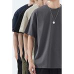 Tarz Cool Erkek Siyah Taş Füme Lacivert Pamuklu 4'lü T-Shirt Paketi - XL - Çok Renkli