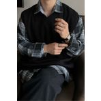 Tarz Cool Erkek Siyah V Yaka Oversize Süveter