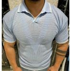 Tarz Cool Erkek Yumuşak Dokulu Polo Yaka Triko T-Shirt - Mavi - XL