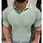 Tarz Cool Erkek Yumuşak Dokulu Polo Yaka Triko T-Shirt - Su Yeşili