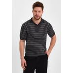Tarz Cool Füme Erkek Polo Yaka Çizgili Triko T-SHIRT-TRZ19124R02S - XL