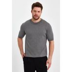 Tarz Cool Füme Erkek Yarım Balıkçı Düz Triko T-SHIRT-TRZ19129R14S - XL