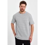 Tarz Cool Gri Erkek Slim Fit Bisiklet Yaka Kısa Kol Jakarlı T-SHIRT-CZGLTSTR03S - XL