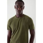 Tarz Cool Haki Basic Erkek Slim Fit %100 Pamuklu Kısa Kollu Bisiklet Yaka T-Shirt - 02-Haki
