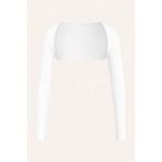 Tarz Cool Kadın Beyaz Uzun Kollu Crop Bolero Bluz – Esnek Kumaş, Şık ve Modern Tasarım