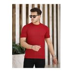 Tarz Cool Kırmızı Erkek Yuvarlak Yaka Örme T-shirt