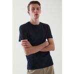 Tarz Cool Lacivert Basic Erkek Slim Fit %100 Pamuklu Kısa Kollu Bisiklet Yaka T-shirt