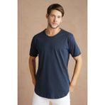 Tarz Cool Lacivert Erkek Oval Kesim Slim Fit Pis Yaka Salaş T-Shirt - XL