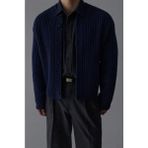Tarz Cool Lacivert Erkek Slim Fit Pamuklu Yuvarlak Yaka Düğmeli Hırka