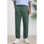 Tarz Cool Lacivert Renk Erkek Yazlık Keten Karışımı Relaxed Pantolon - Haki - 3XL