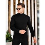 Tarz Cool Siyah Erkek Slim Fit Yarım Balıkçı Fitilli Triko KAZAK-TRZ19158R01S