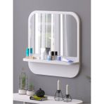 Tarz Design Nysamo Raflı Kare 58 cm Koridor Dresuar Konsol Duvar Salon Banyo Ofis Çocuk Yatak Oda Raflı Aynası - Beyaz - 58x58