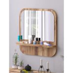 Tarz Design Nysamo Raflı Kare 58 cm Koridor Dresuar Konsol Duvar Salon Banyo Ofis Çocuk Yatak Oda Raflı Aynası - Koyu Ceviz - 58x58