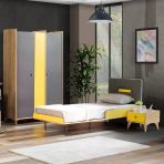 Tarz Genç Odası - 3 Kapaklı Dolap, Karyola, Komodin