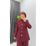 TARZ-I HAS BUTİK Bordo Ebrar Ceket Takım Tesettür Giyim