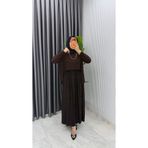 TARZ-I HAS BUTİK Kahverengi Günay Elbise Tesettür Giyim