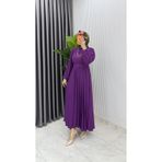 TARZ-I HAS BUTİK Mor Hifa Piliseli Elbise Tesettür Giyim