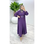 TARZ-I HAS BUTİK Mürdüm Premium Silva Tulumlu Abaya Takım Tesettür Giyim