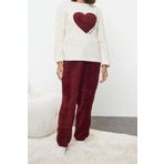 Tarz Rahat Uzun Kollu Lastikli Paça Kalpli Wellsoft Kışlık Örme Pijama Takımı