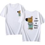 Tarz Sokak Ben Sadece Bir Chill Guy T Shirt Rahat Moda Harajuku Grafik T Shirt Kadın Erkek Pamuklu Kısa - Beyaz