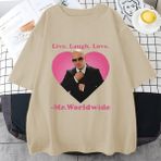 Tarz Sokak Canlı Gülmek Aşk Sayın Dünya Çapında Pitbull Grafik T Shirt Moda Hip Hop Kısa Kollu Tişört Un - Bej - XL