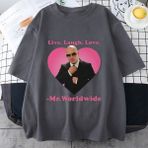 Tarz Sokak Canlı Gülmek Aşk Sayın Dünya Çapında Pitbull Grafik T Shirt Moda Hip Hop Kısa Kollu Tişört Un - Gri - XL