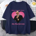 Tarz Sokak Canlı Gülmek Aşk Sayın Dünya Çapında Pitbull Grafik T Shirt Moda Hip Hop Kısa Kollu Tişört Un - Lacivert - XL