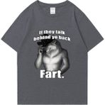 Tarz Sokak Osuruk Kurt Kelimenin Tam Anlamıyla Bana Grafik T-Shirt Erkek Kadın Komik Giyim Harajuku - Gri - XL