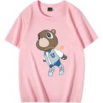 Tarz Sokak Rap Kanye West Mezuniyet Ayı Grafik T - Erkek Kadın Sıcak Satış Moda Kıyafetler Saf Pa - Pembe
