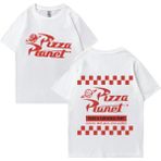 Tarz Sokak Sıcak Satış Pizza Gezegen Hip Hop Grafik T Shirt Erkek Kadın Harajuku Vintage Kısa Kollu Tişö - Beyaz - M