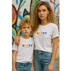 TARZ STİL Anne Oğul Uyumlu Happy Smile Baskılı Trend Tişört 22901