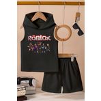 TARZ STİL Kapşonlu Roblox Baskılı Kalın Askılı Tişört Şort 11000