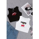 TARZ STİL Kız Çocuk Cherry Temalı 2'li Crop Tişört Seti 23497 23498