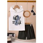 TARZ STİL Özel Tasarım Kapşonlu Boy Style Baskılı Kalın Askılı Tişört Şort 12555