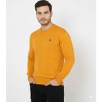 Tarz Yeri Erkek Bisiklet Yaka Nakış Işlemeli Triko Kazak Yumuşak Dokulu Pamuklu Ince Dokuma, Uzun Kollu Rahat Regular Kalıp - Turuncu - XL