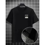 Tarz Yeri Erkek Dağ Grafikli Tişört, Yaz Için Büyük Beden Rahat T-Shirt - Siyah - XL