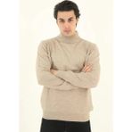 Tarz Yeri Erkek Yarım Balıkçı Yaka Triko Kazak - Bej - 2XL