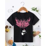 Tarz Yeri Kız Çocuk Bisiklet Yaka Baskılı T-Shirt - Siyah - 5 - 7 Yaş