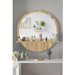 Tarzdesıgn Yuvarlak Rafli 45Cm Koridor Dresuar Konsol Duvar Salon Banyo Ofis Cocuk Yatak Oda Rafli Aynasi