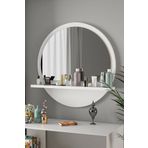 TARZDESİGN Yuvarlak Raflı 58cm Koridor Dresuar Konsol Duvar Salon Banyo Ofis Çocuk Yatak Oda Raflı Ayna