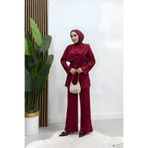 Tarzım Tuba Önü Drapeli Loş Tesettür Bordo Takım