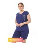 tarzımsüper Büyük Beden Alt Üst Şortlu Konforlu Pijama Takımı Ikili Curve Pamuklu 2'li Alt-üst Takım Lacivert