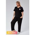 tarzımsüper Büyük Beden Kışlık Lüks Pijama Takımı Beli Lastikli Konfor Modeli Viskon Pamuklu Kadın Pijama Takım