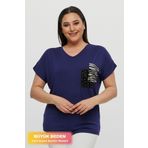 tarzımsüper Büyük Beden Yeni Sezon Rahat Konfor Modeli Cep Detaylı Kısa Kollu V Yaka Penye Tunik T-Shirt