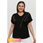 tarzımsüper Büyük Beden Yeni Sezon Rahat Konfor Modeli Şerit Pul Desenli Kısa Kollu V Yaka Penye Tunik T-Shirt